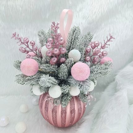 Aranjament decorativ - Craciun Pudrat in Roz